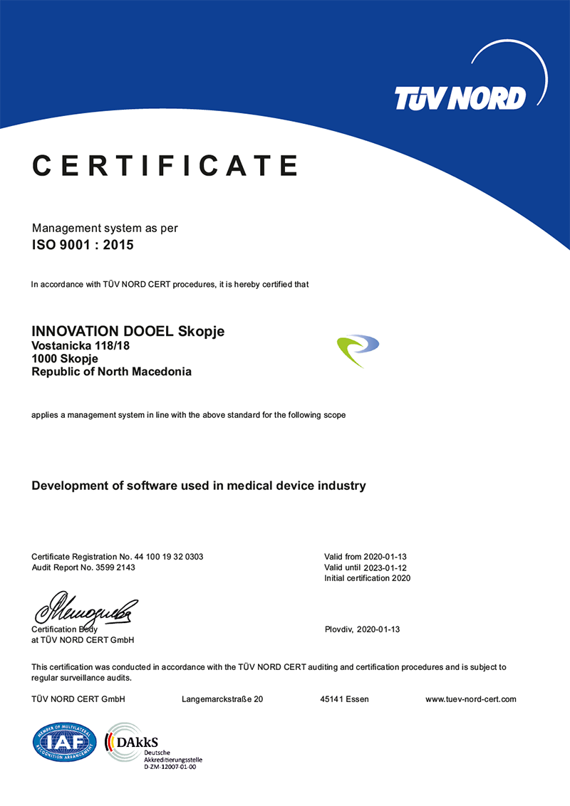 ISO 9001:2015 certificate